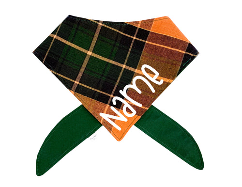 Orange and Green Plaid Bandana