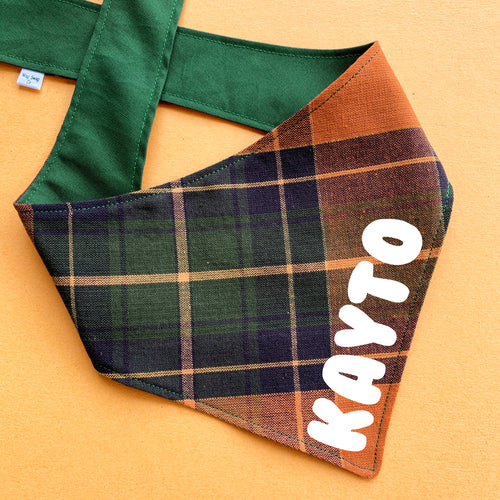 Orange and Green Plaid Bandana